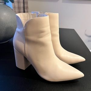 White Block Heel Boots